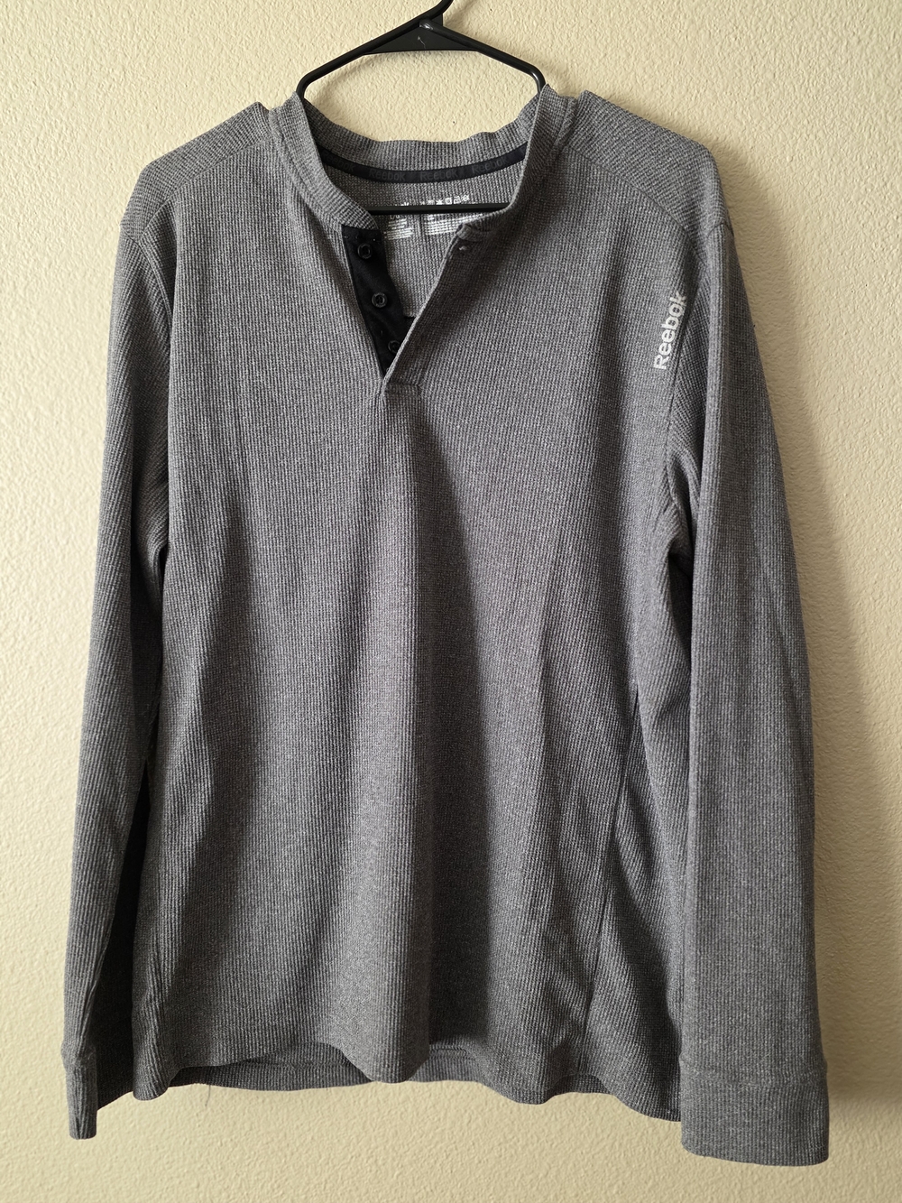 Reebok Gray Henley Long Sleeve Thermal Shirt